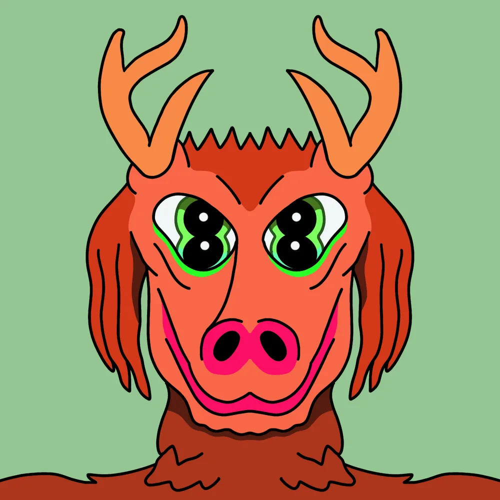 Antler Dragon — Hedz No. 1000, recovered original artwork by Matt Furie