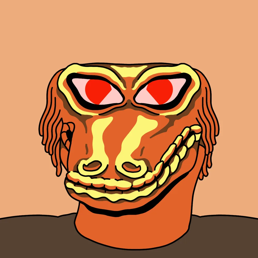 Dragonface Orange — Hedz No. 109, recovered original artwork by Matt Furie