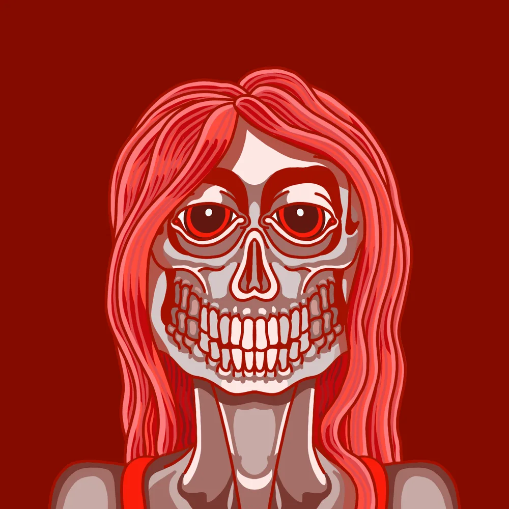 Longhair Partyskull Red — Hedz No. 148, recovered original artwork by Matt Furie