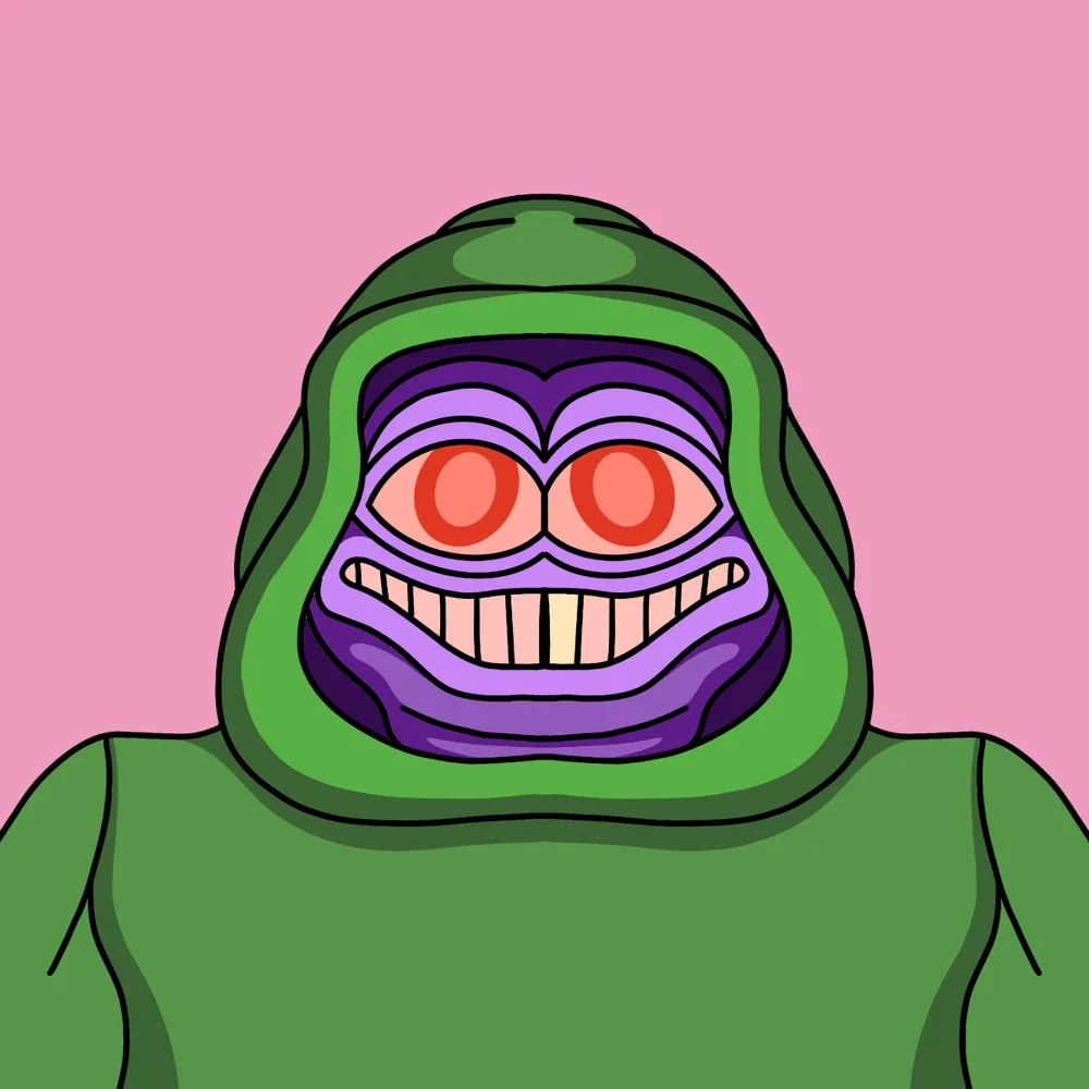 Geekfrog Greenhood — Hedz No. 158, recovered original artwork by Matt Furie