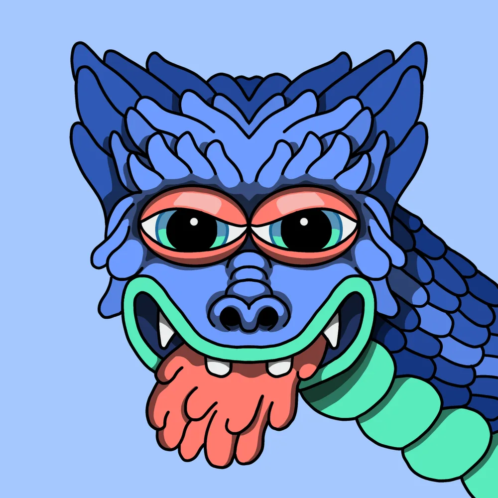 Vomit-smile Snake-dragon — Hedz No. 017, recovered original artwork by Matt Furie