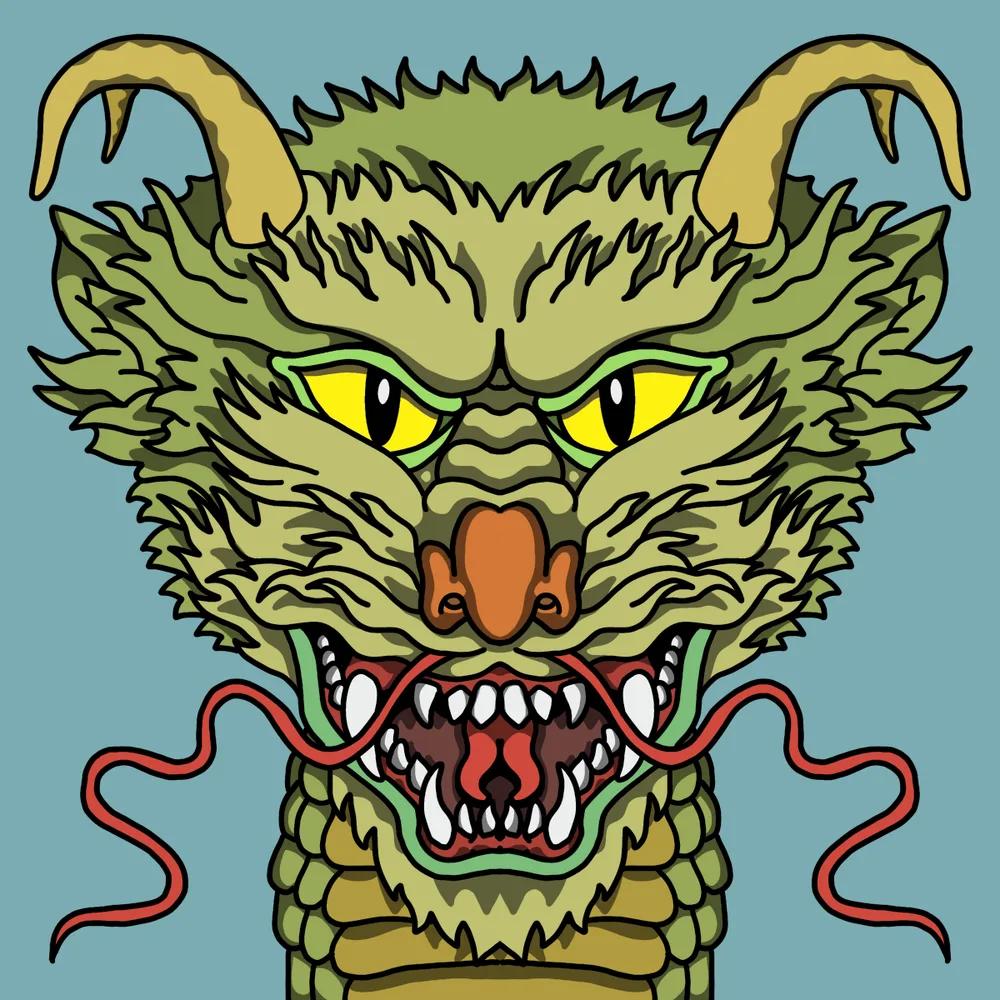 Lucky Dragon — Hedz No. 019, recovered original artwork by Matt Furie