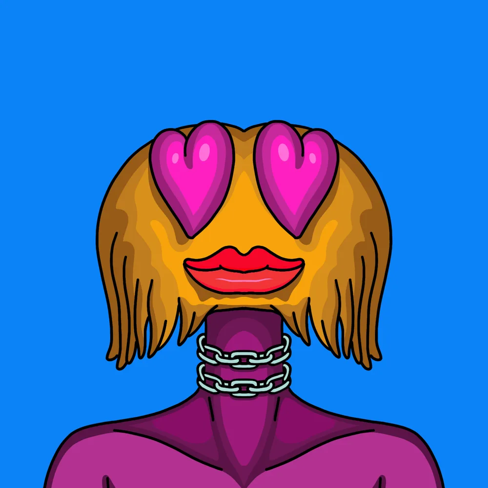 Heart-eyed Furry — Hedz No. 201, recovered original artwork by Matt Furie