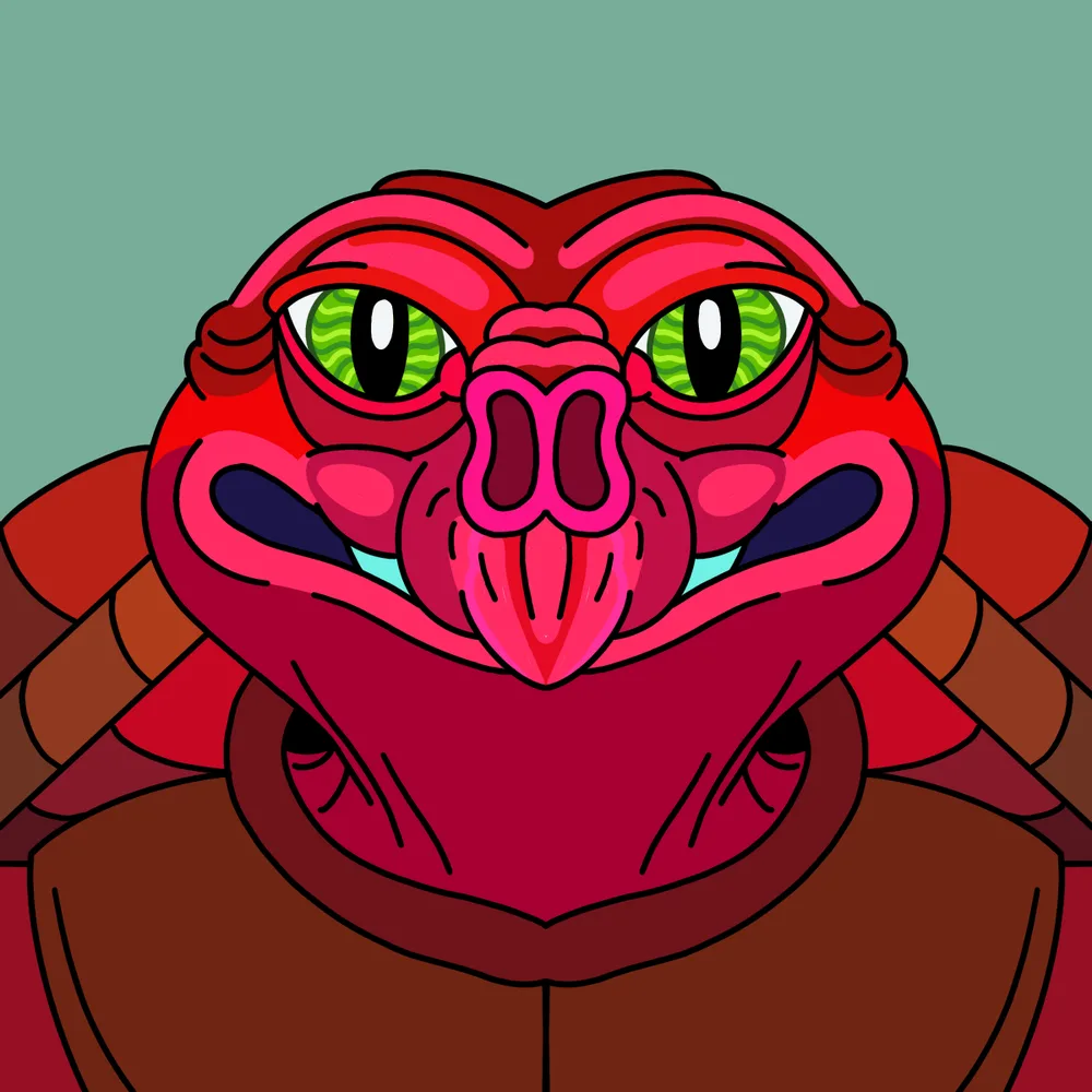 Red Turtle Fucker — Hedz No. 231, recovered original artwork by Matt Furie