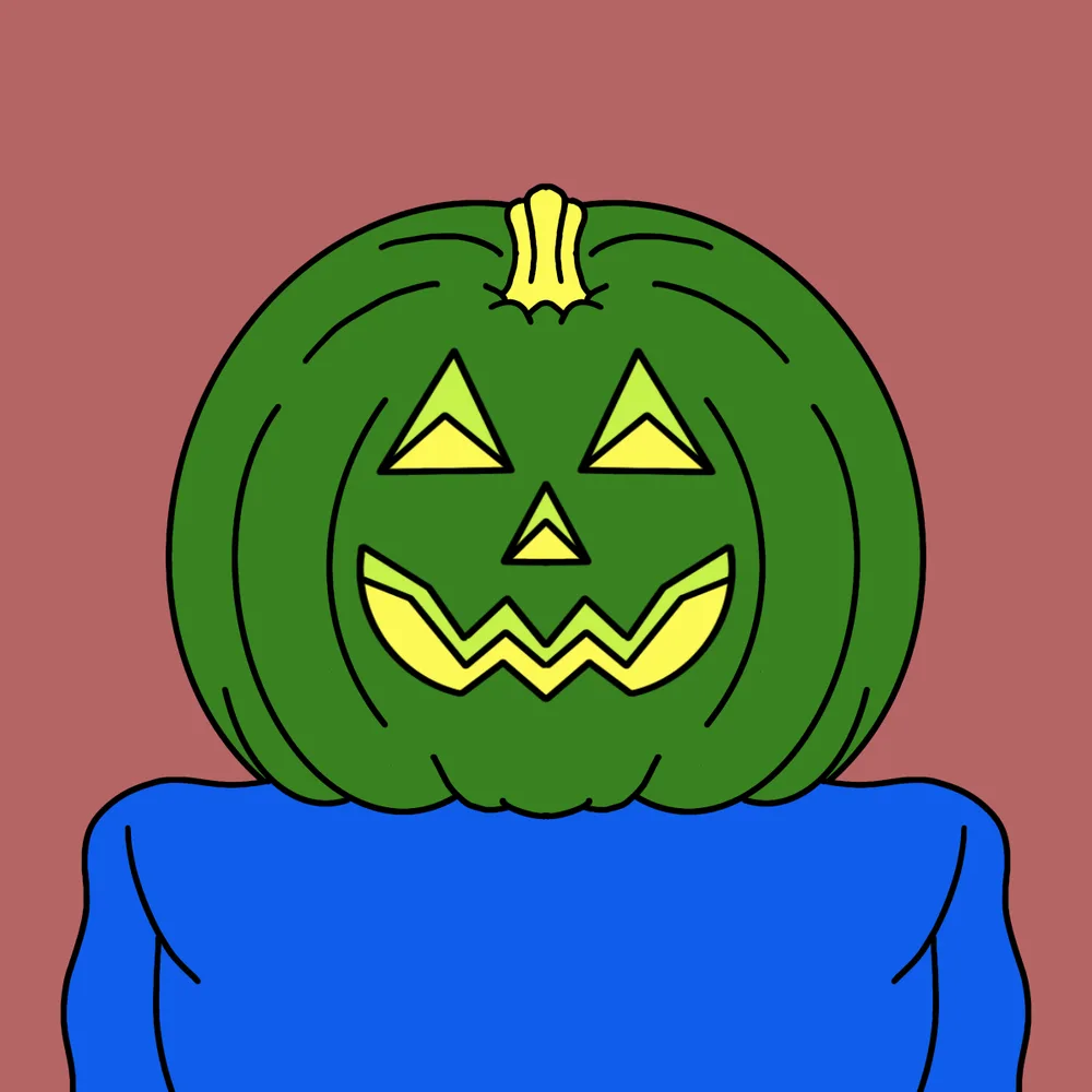 Green Pumpkinface — Hedz No. 232, recovered original artwork by Matt Furie