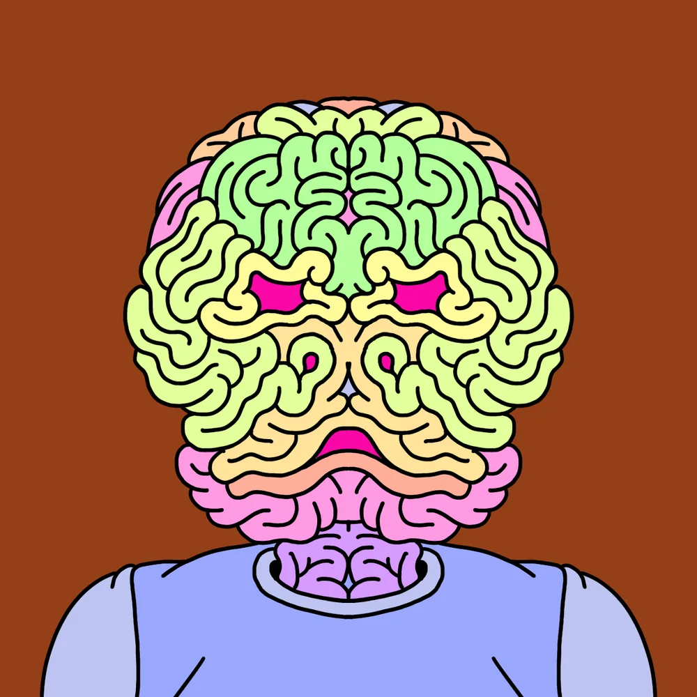 Rainbow-brain Mutazoid — Hedz No. 244, recovered original artwork by Matt Furie
