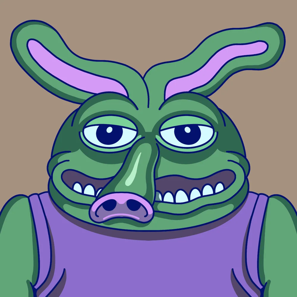 Snoutnose Earflapper Green — Hedz No. 252, recovered original artwork by Matt Furie