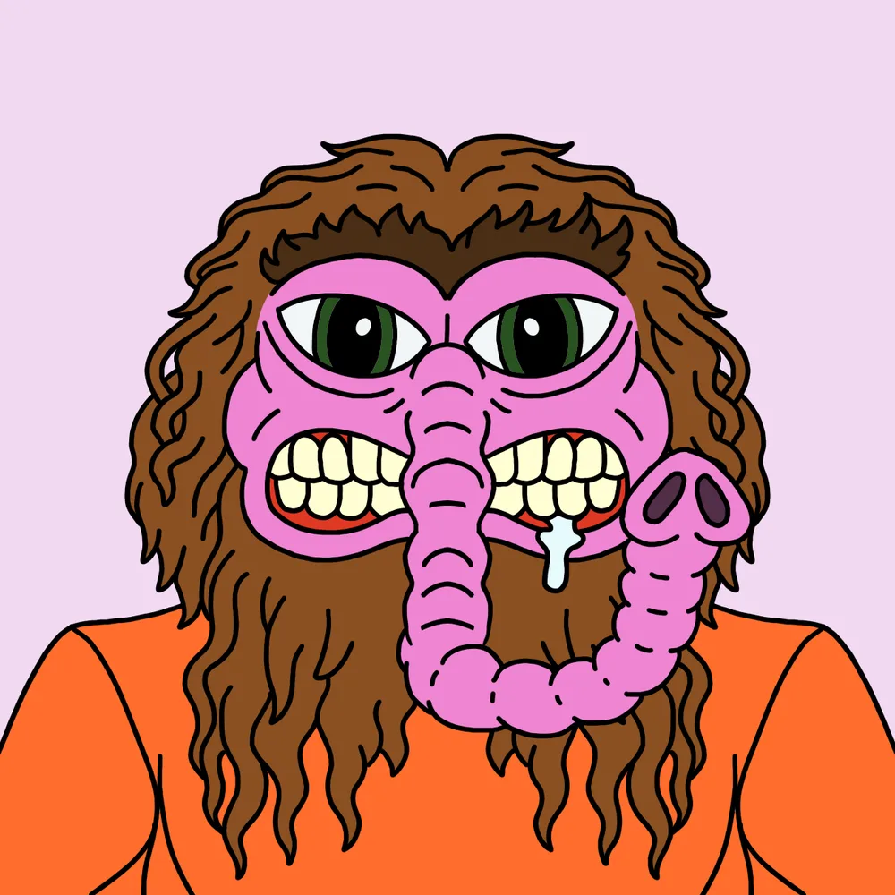 Grit-face Elephant Man — Hedz No. 026, recovered original artwork by Matt Furie