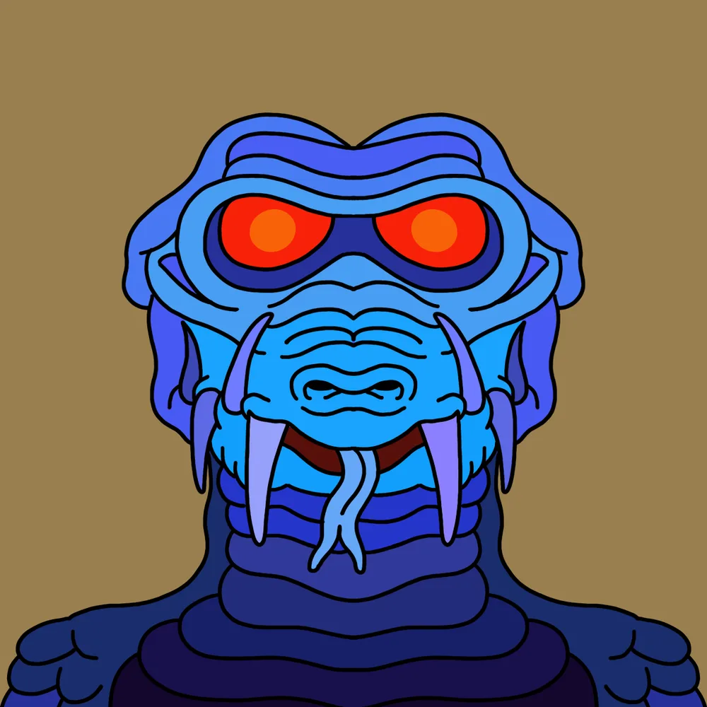 Blue Gator Glow Eyez — Hedz No. 282, recovered original artwork by Matt Furie