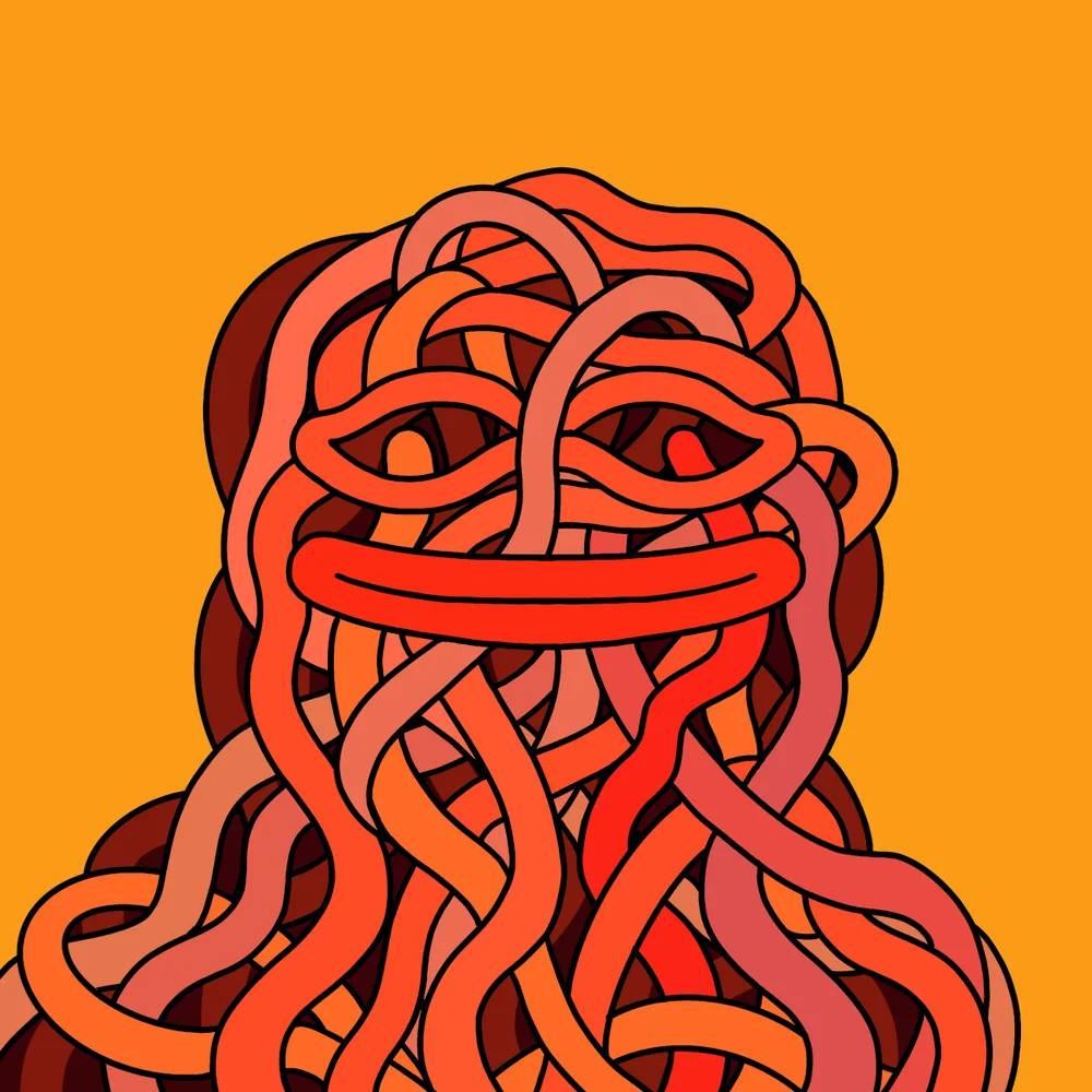 Noodleface Red — Hedz No. 294, recovered original artwork by Matt Furie