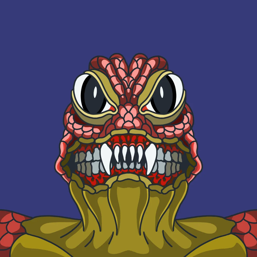 Truegrit Reptillian — Hedz No. 299, recovered original artwork by Matt Furie