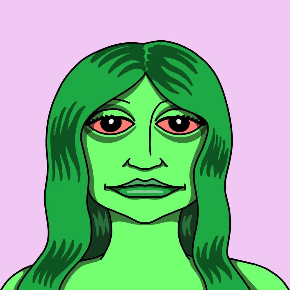 She-forest Green — Hedz No. 315, recovered original artwork by Matt Furie