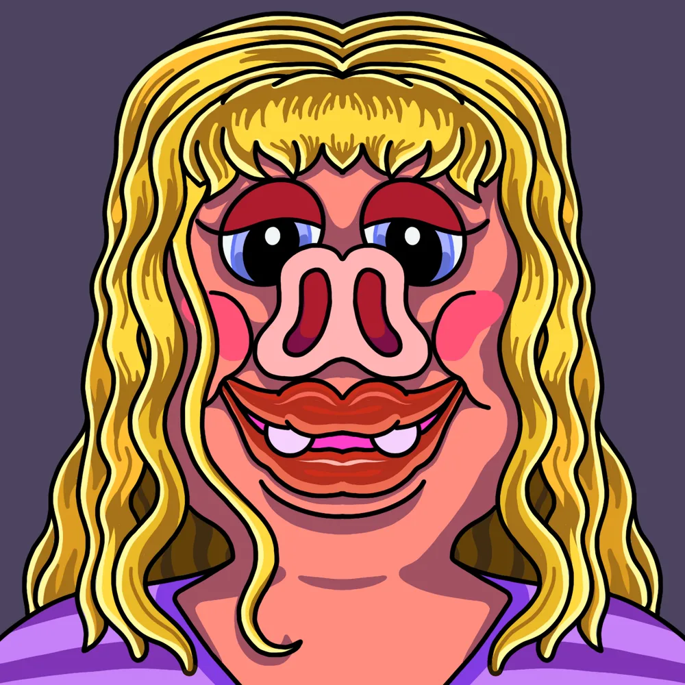 Maestra Piggy — Hedz No. 323, recovered original artwork by Matt Furie