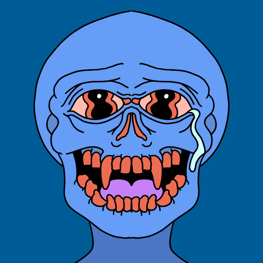 Blue Skull-goo Tear — Hedz No. 338, recovered original artwork by Matt Furie