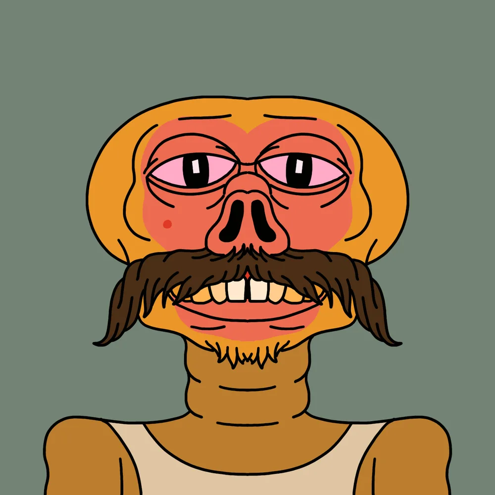 El T Mustachio — Hedz No. 339, recovered original artwork by Matt Furie