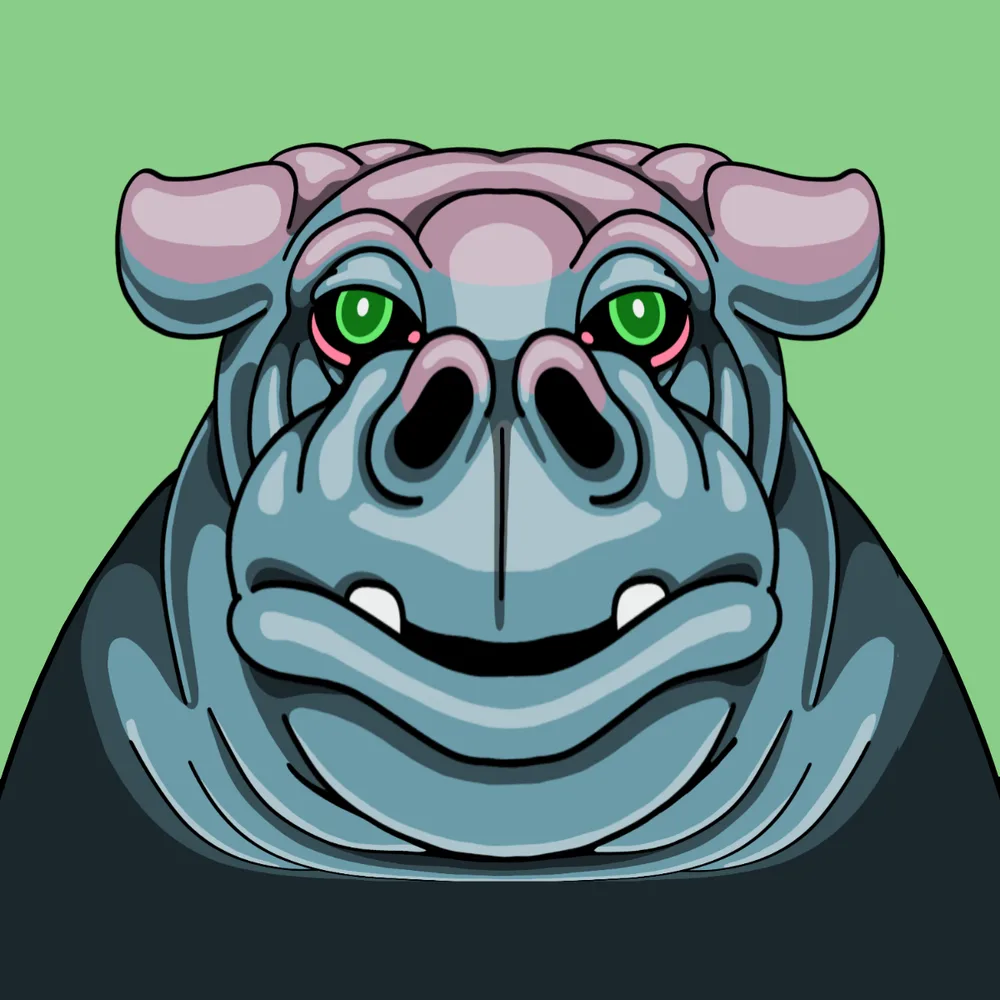 Hippo — Hedz No. 034, recovered original artwork by Matt Furie