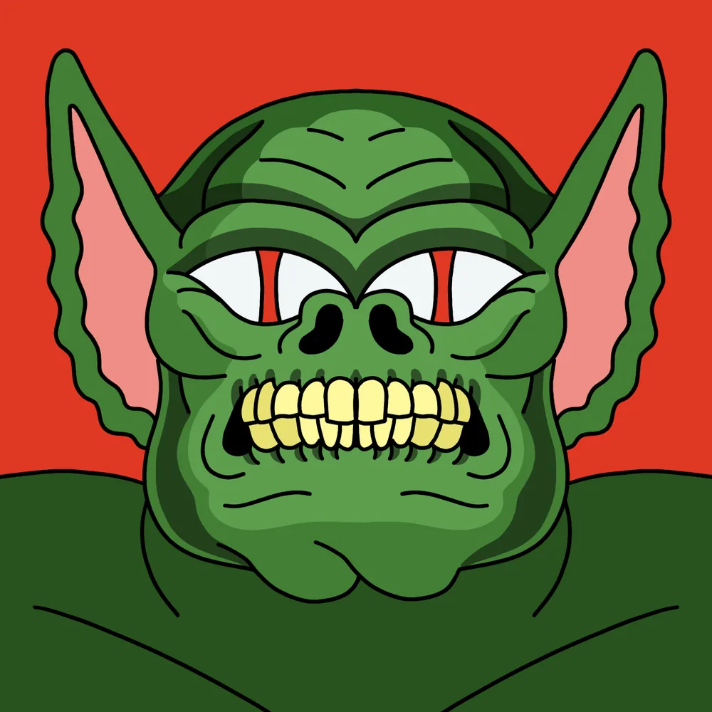 Gritty Goblin-stomper — Hedz No. 357, recovered original artwork by Matt Furie