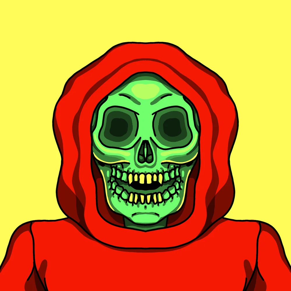 Greenskull Redhoodie — Hedz No. 358, recovered original artwork by Matt Furie