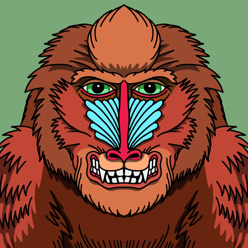 Rainbow Mandrill — Hedz No. 383, recovered original artwork by Matt Furie
