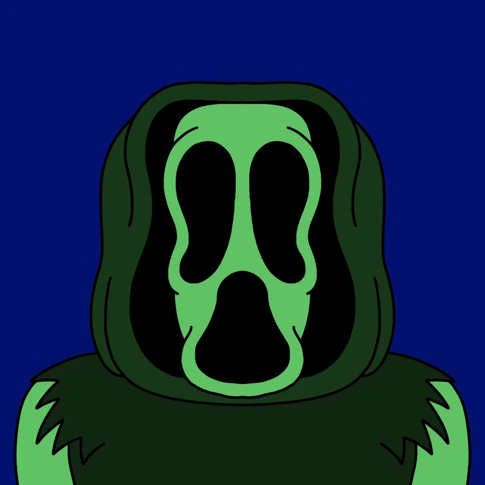 Scream-hoodie Shyguy Greenie — Hedz No. 039, recovered original artwork by Matt Furie