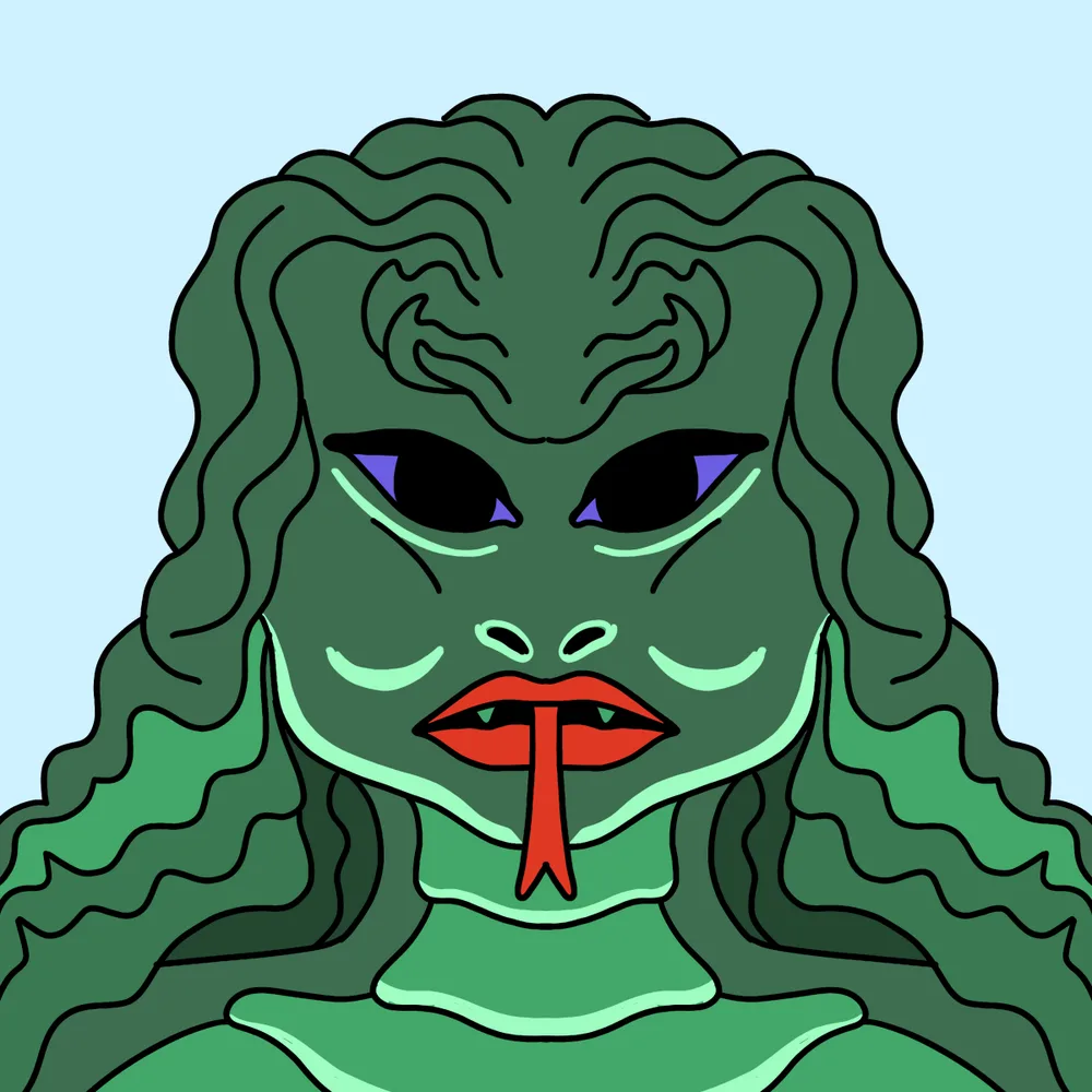 Snakewoman Dark — Hedz No. 041, recovered original artwork by Matt Furie