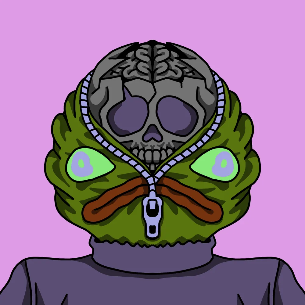 Unzipped Frogface Garbage — Hedz No. 427, recovered original artwork by Matt Furie