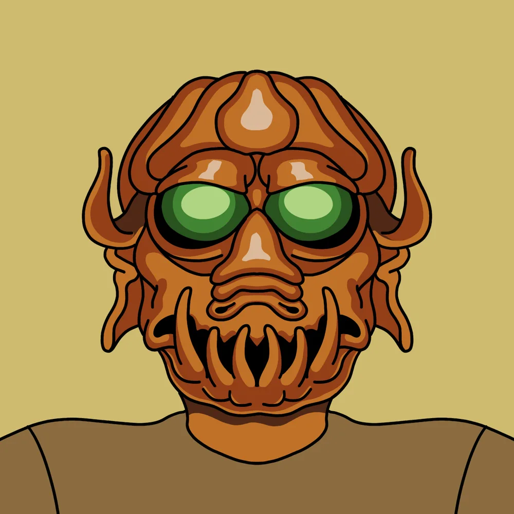 Greeneye Chomper Brown — Hedz No. 443, recovered original artwork by Matt Furie