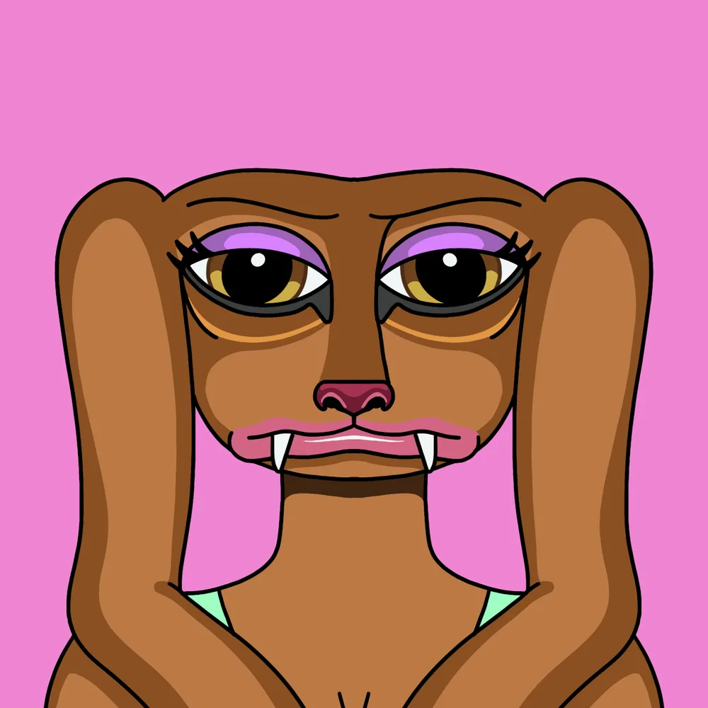 Brown Bunny Babygirl — Hedz No. 446, recovered original artwork by Matt Furie