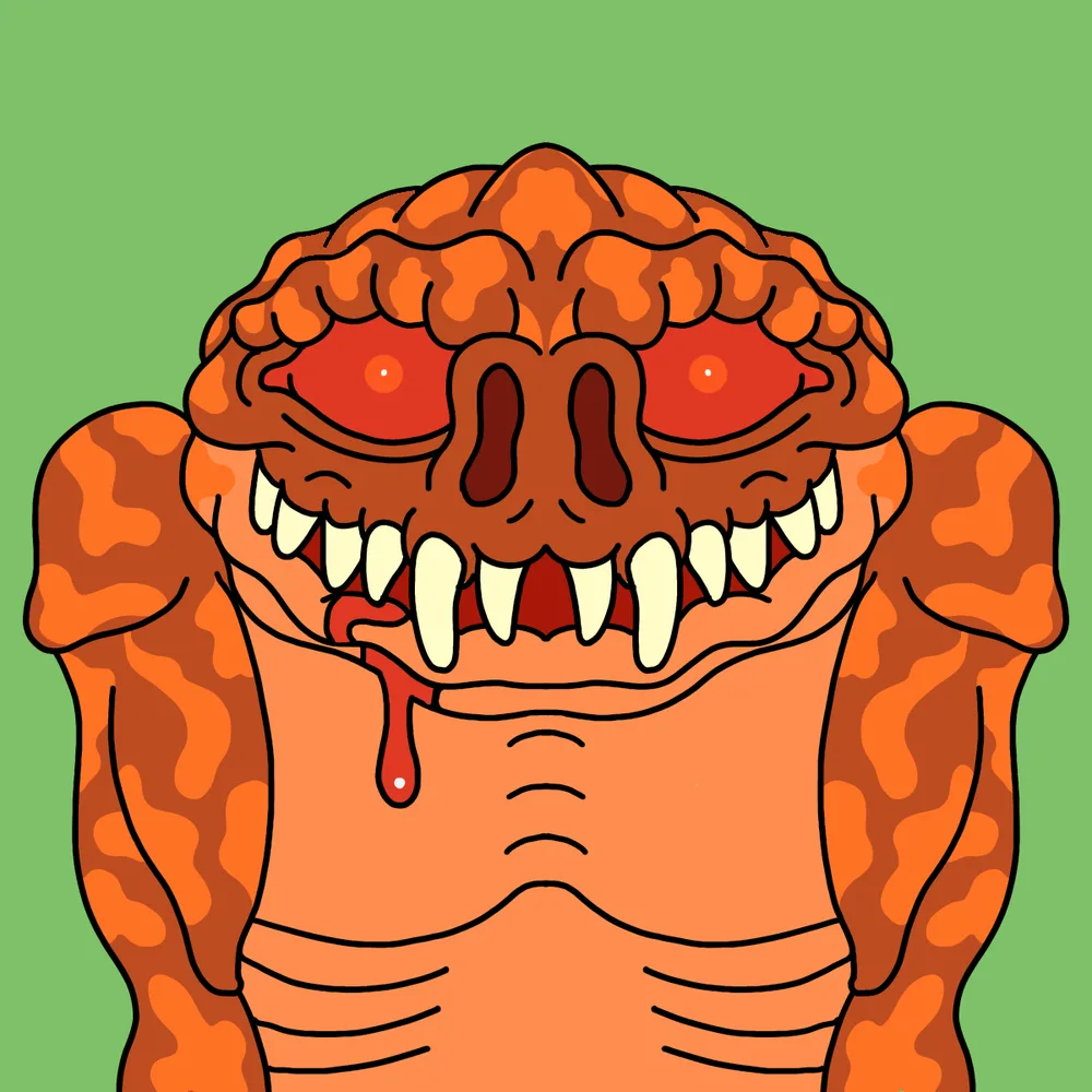 Orange Retillian Blood-sucker — Hedz No. 449, recovered original artwork by Matt Furie