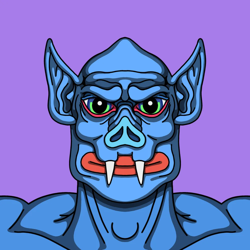 Snub-nose Blue Goblin — Hedz No. 450, recovered original artwork by Matt Furie
