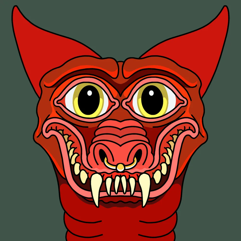 Red Dragon-pierced — Hedz No. 462, recovered original artwork by Matt Furie