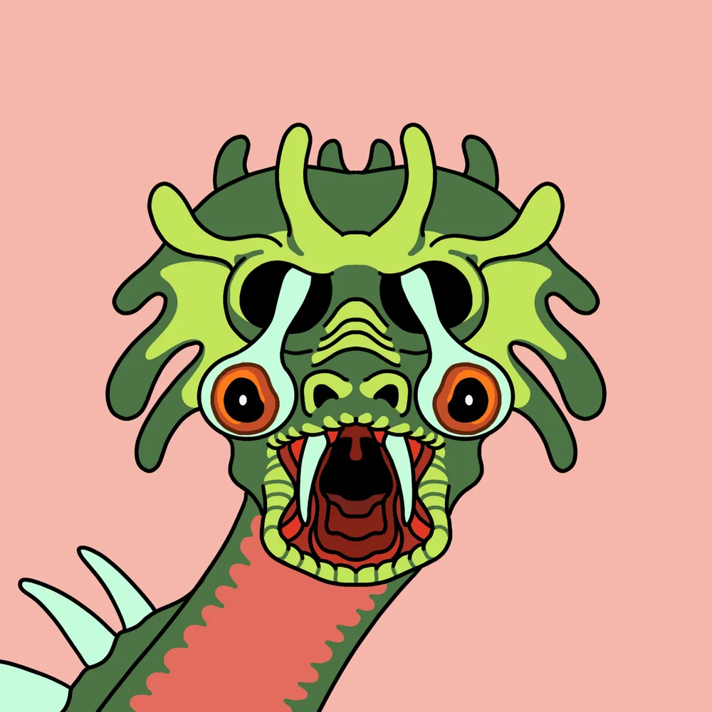 Bulge-eye Dragonoid — Hedz No. 468, recovered original artwork by Matt Furie