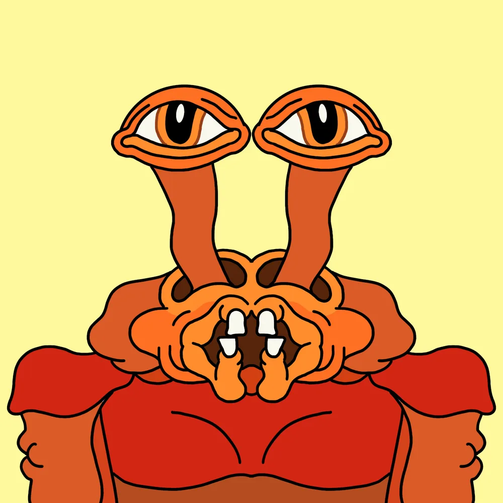 Orange Crab-face — Hedz No. 471, recovered original artwork by Matt Furie
