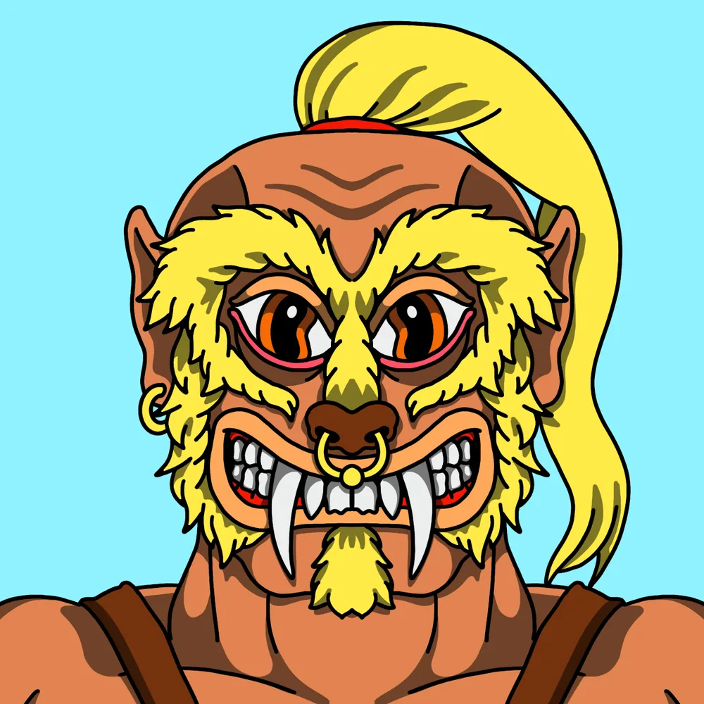 Toothyface Warrior — Hedz No. 492, recovered original artwork by Matt Furie