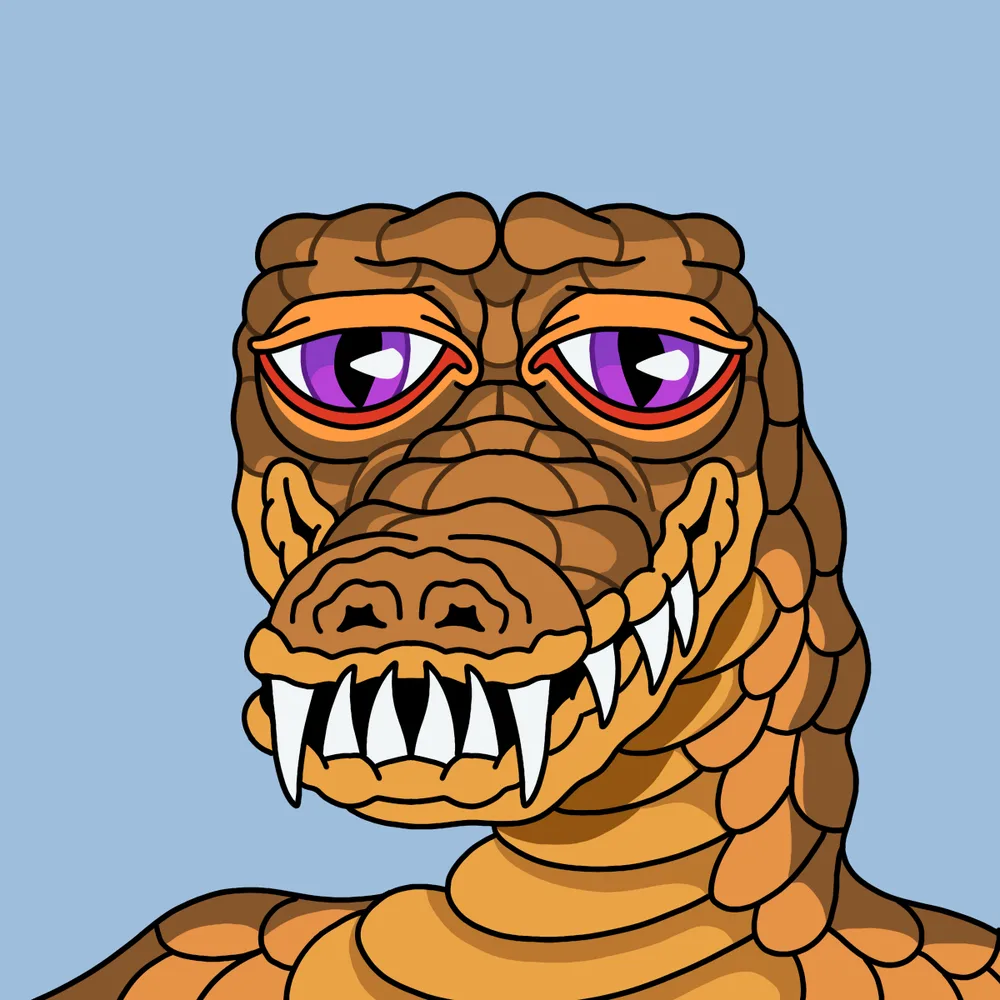 Chiller Gator Brown — Hedz No. 050, recovered original artwork by Matt Furie