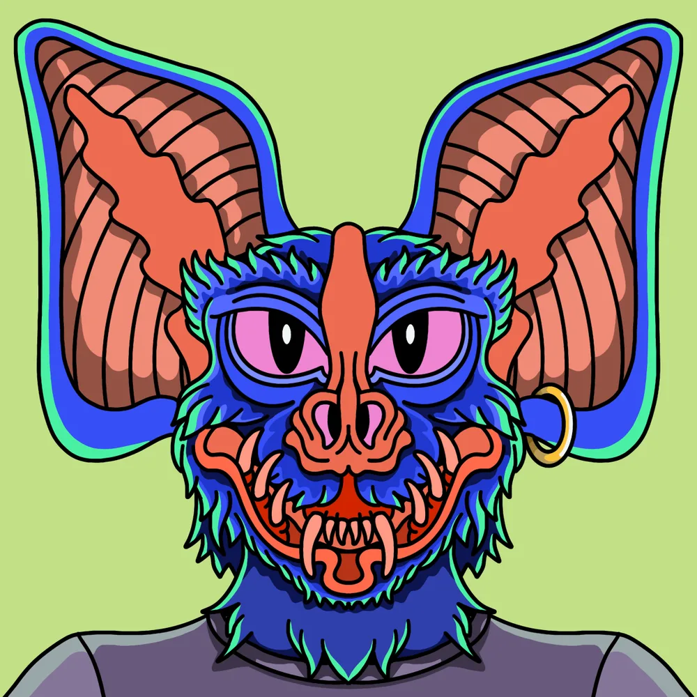 Bluebat Angryface — Hedz No. 501, recovered original artwork by Matt Furie