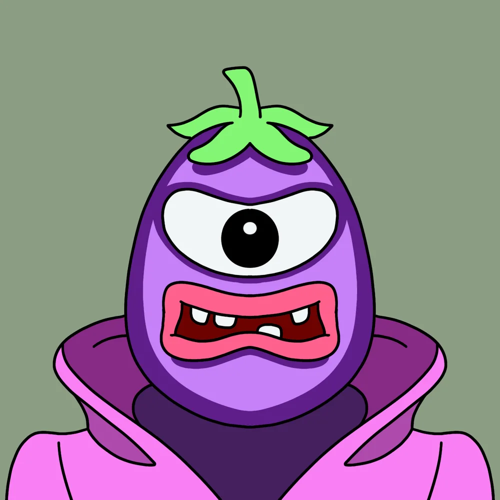 Disco Eggplant — Hedz No. 518, recovered original artwork by Matt Furie