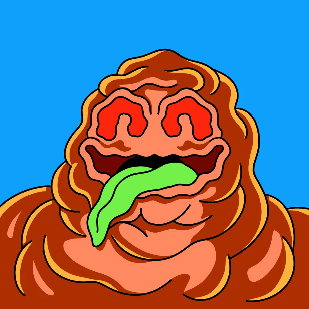 Blobflesh Greentongue — Hedz No. 523, recovered original artwork by Matt Furie
