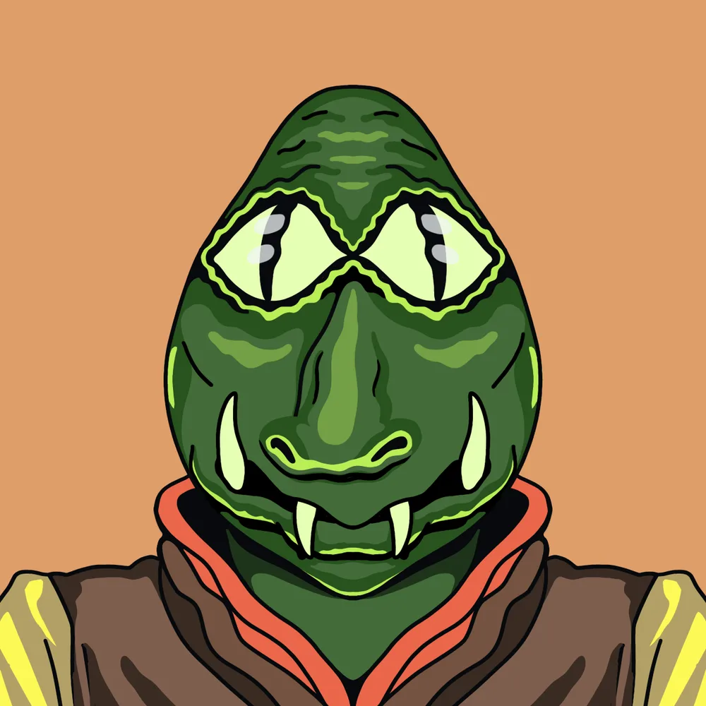 Egghead Reptile Green — Hedz No. 532, recovered original artwork by Matt Furie