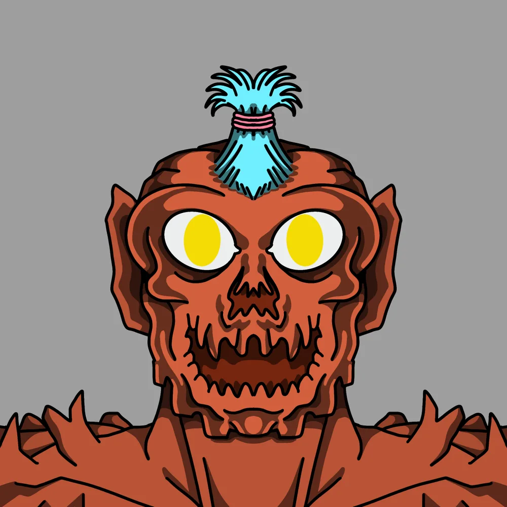 Topknot Wood-demon — Hedz No. 054, recovered original artwork by Matt Furie