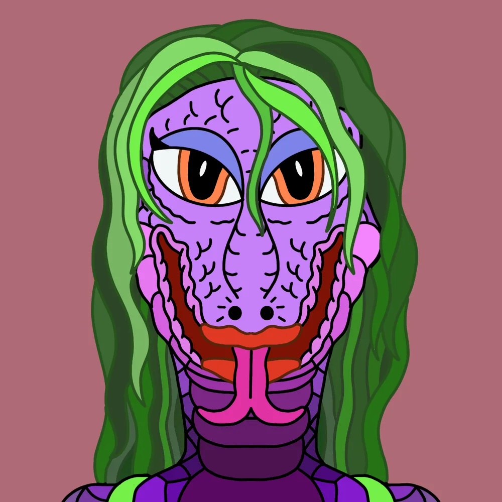 Green Haired Reptilian Babe — Hedz No. 548, recovered original artwork by Matt Furie