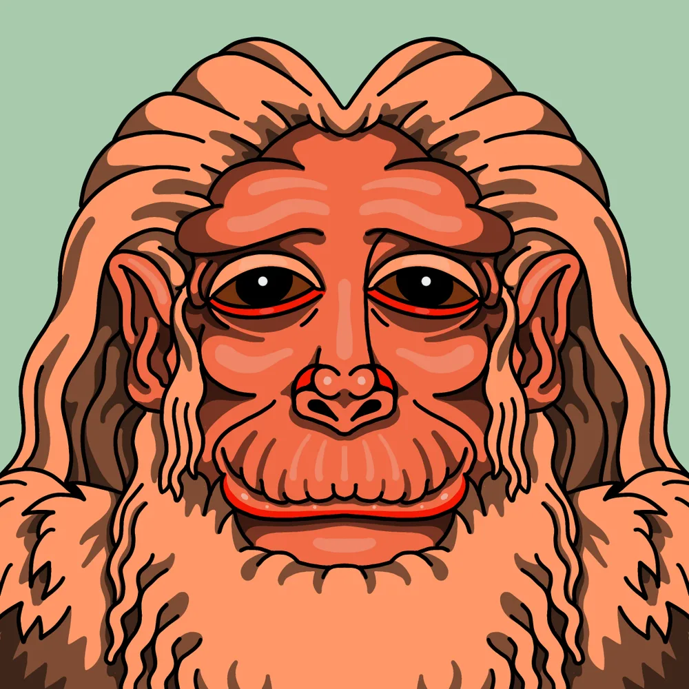 Ape-man Red — Hedz No. 055, recovered original artwork by Matt Furie