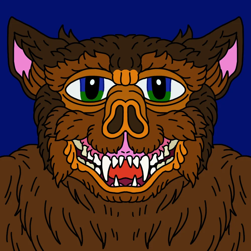 Brown Beastmaster — Hedz No. 553, recovered original artwork by Matt Furie