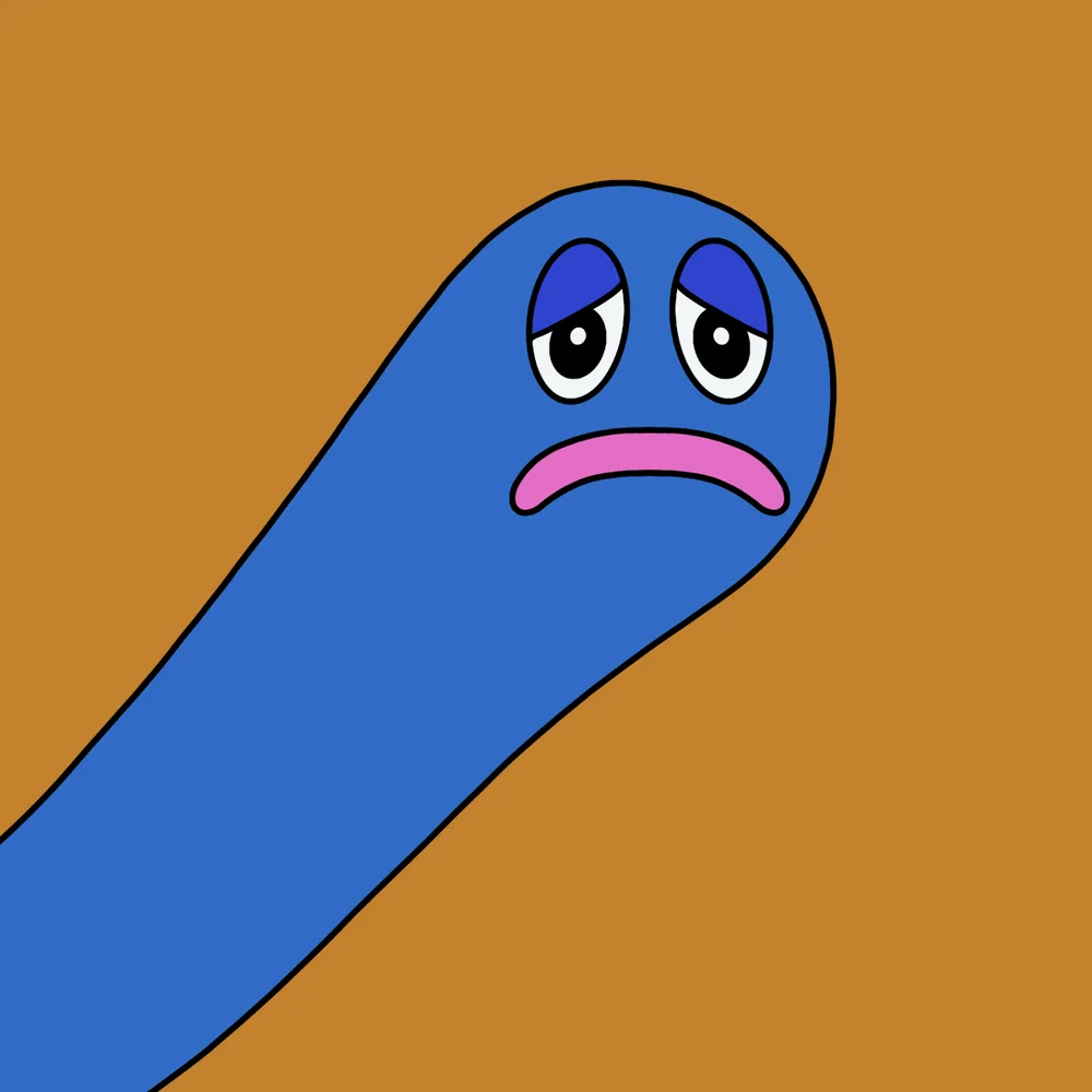 Sad Blue Worm — Hedz No. 580, recovered original artwork by Matt Furie