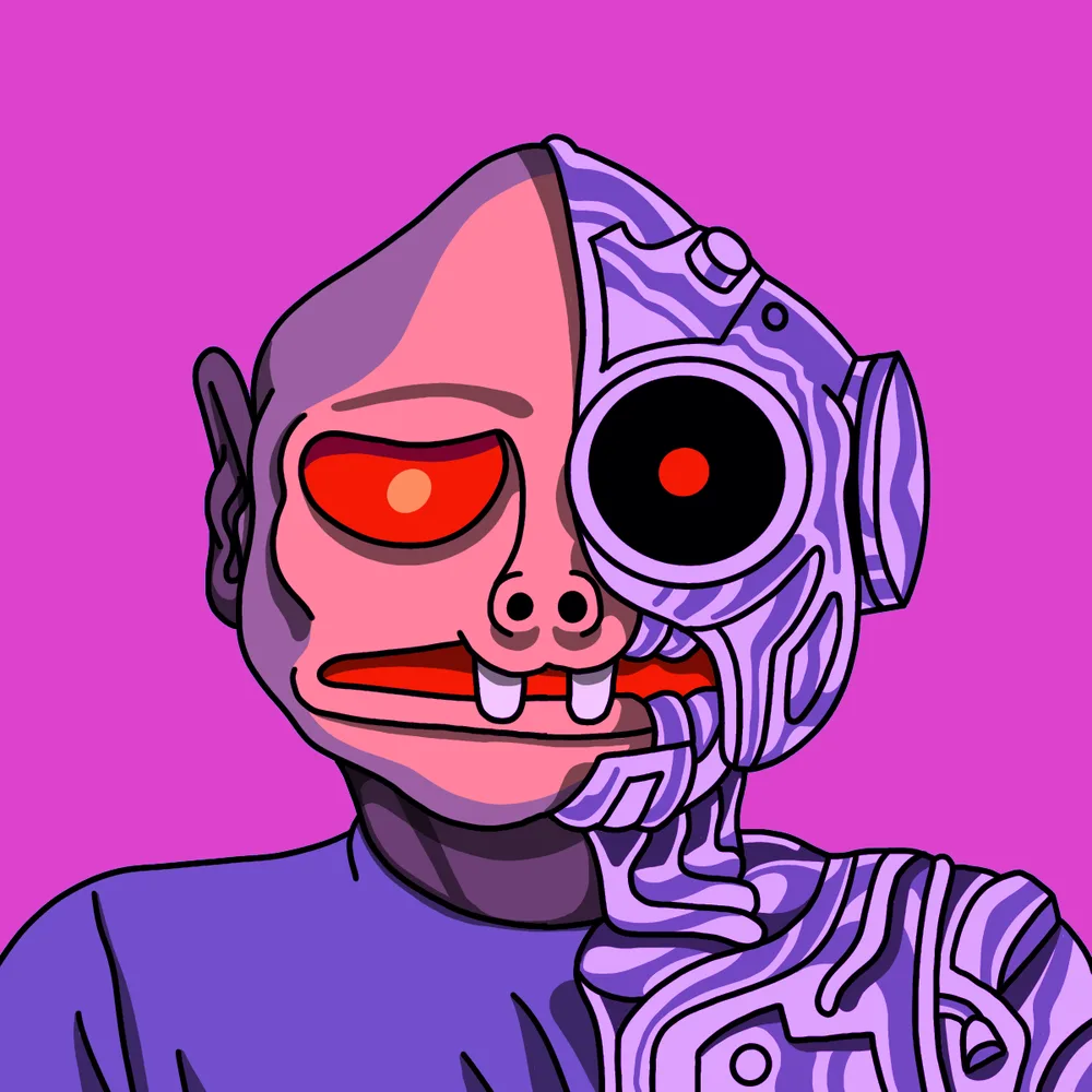 Sunset Cyborg — Hedz No. 582, recovered original artwork by Matt Furie