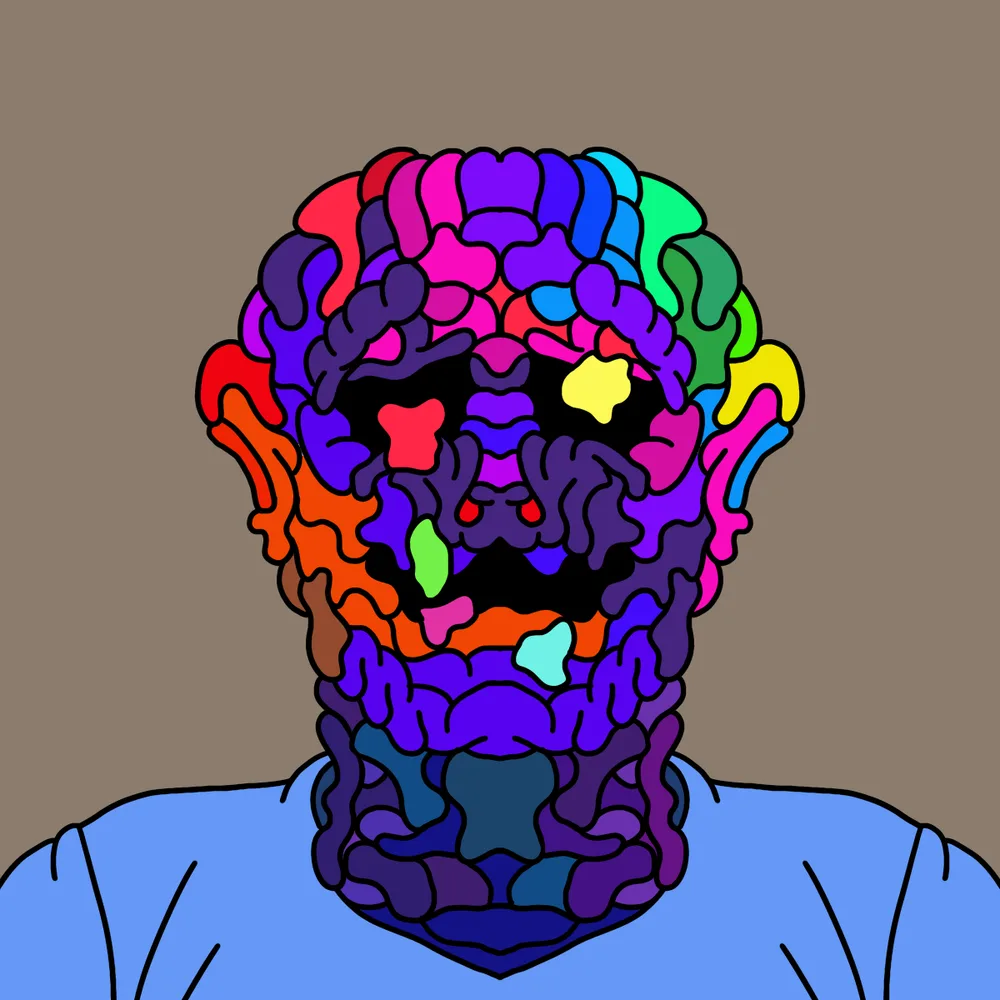 Rainbow Zombie Pure Acid Hell — Hedz No. 594, recovered original artwork by Matt Furie