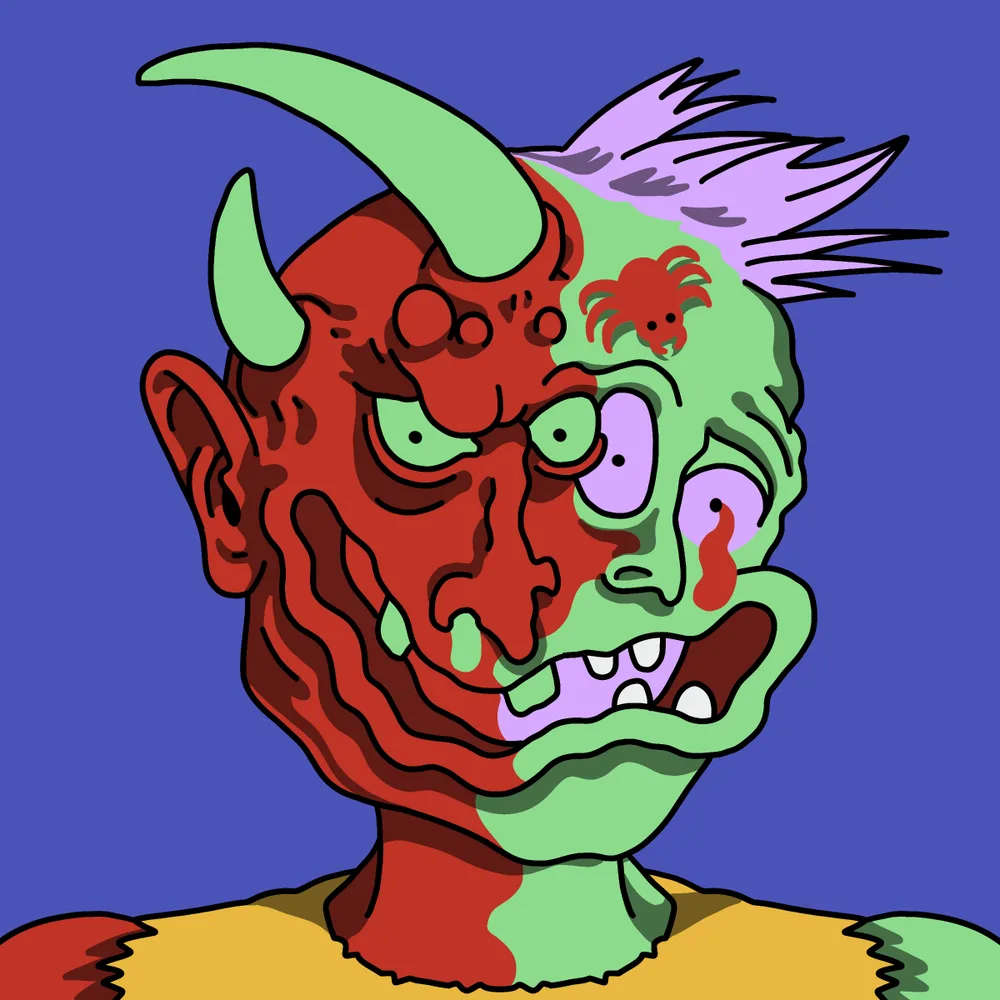 Double Demon Dudes — Hedz No. 598, recovered original artwork by Matt Furie