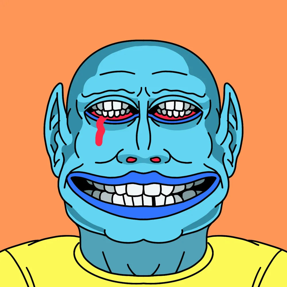 Blue Moutheyez Bloodsucker — Hedz No. 599, recovered original artwork by Matt Furie