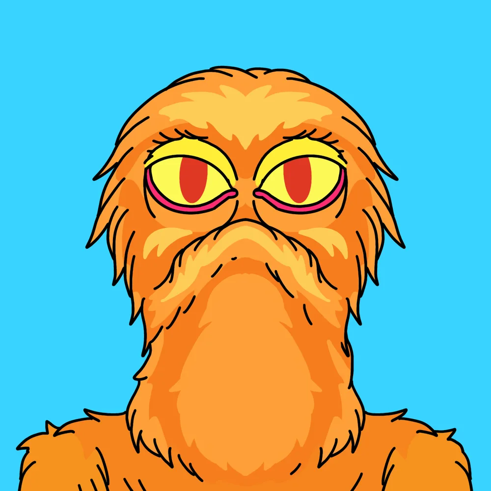 Orange Frown Furry — Hedz No. 608, recovered original artwork by Matt Furie