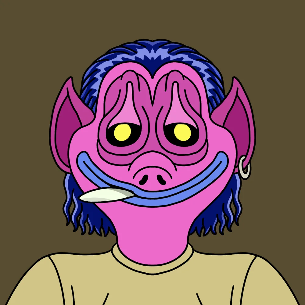 Alien Smoker Toker — Hedz No. 611, recovered original artwork by Matt Furie